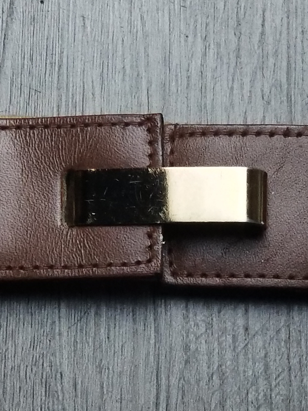 Women's Vintage Canvas and Leather Clip Belt in Beige and Brown